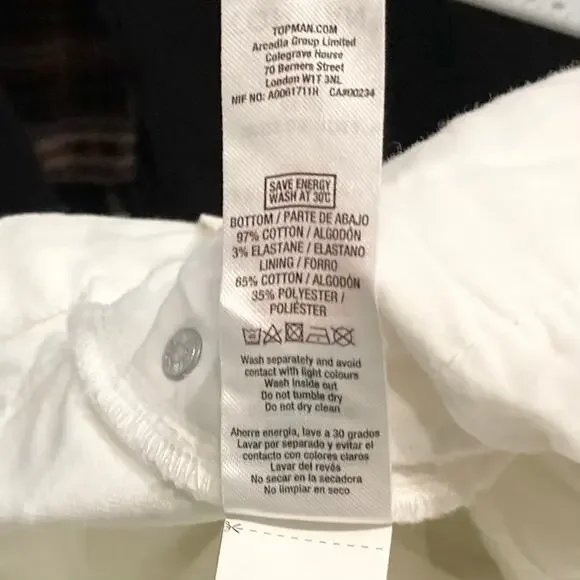 NEW TOPMAN Jeans W32XL30 White Skinny Stretch - Picture 8 of 13